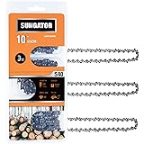 SUNGATOR 3-Pack 10 Inch Chainsaw Chain SG-S40, 3/8" LP Pitch - .050" Gauge - 40 Drive Links, Compatible with Remington, Craft