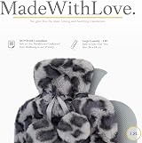 Qomfor 1.8L Hot Water Bottle with Cover Leopard Violet Grey UK view 3