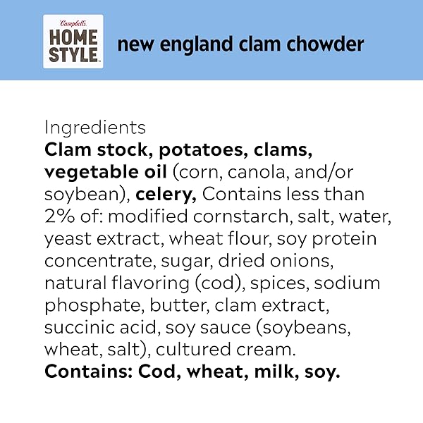 CAMPBELL’S HOMESTYLE NEW ENGLAND CLAM CHOWDER SOUP, 16.3 OZ CAN