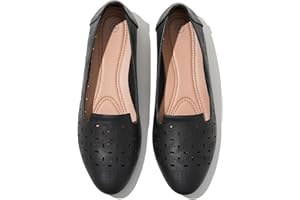 Rominz Women's Flats Shoes Comfortable Black PU Leather Ballet Flats for Women Casual Round Toe Dress Shoes Slip on Shoes Lightweight Foldable
