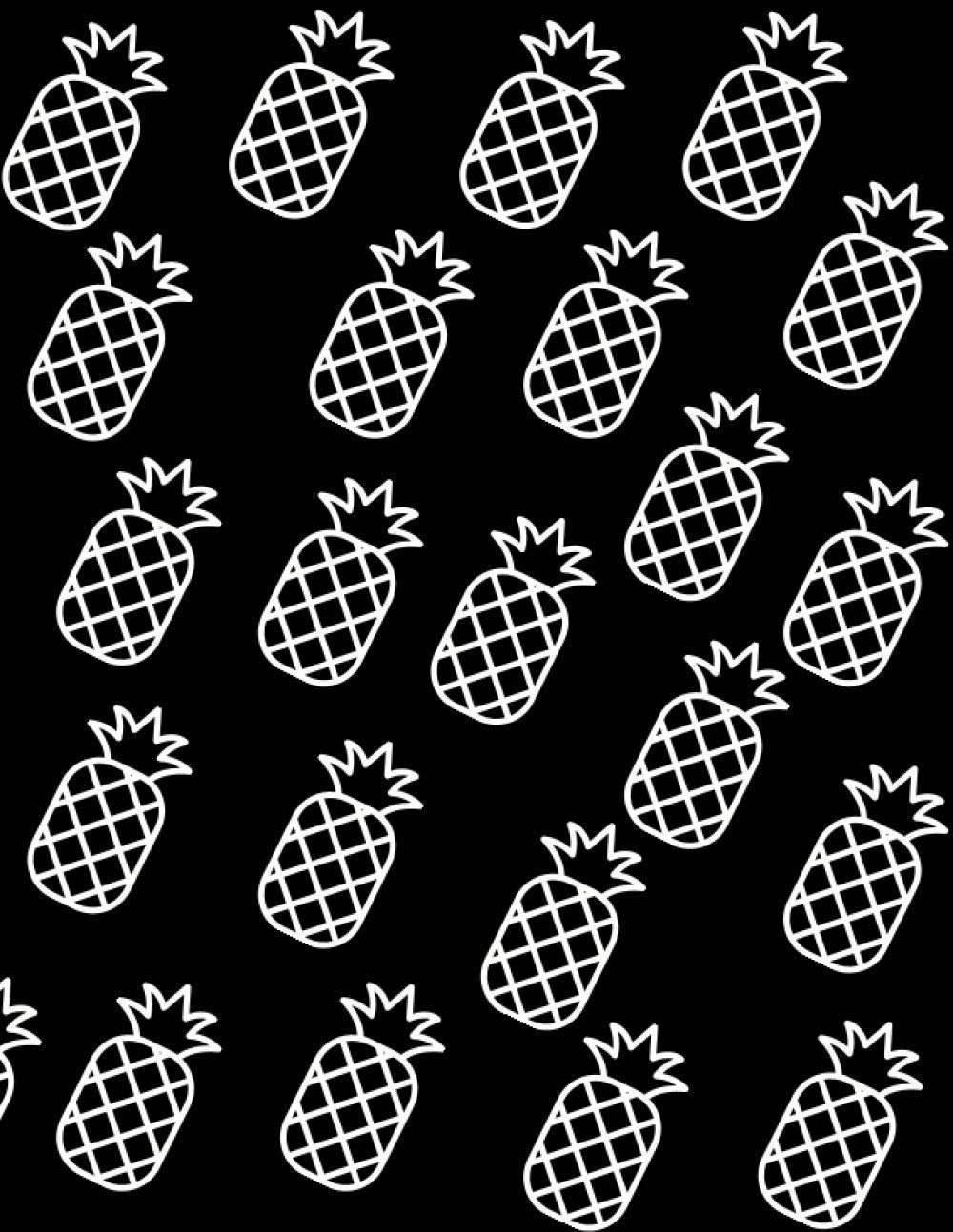 Large Black Journal Notebook: Black Paper Lined Wide Ruled College Notebook Journal- White Pineapple Black Notebook Diary - 8.5 x 11 inches - 120 Pages