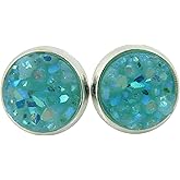 Summerfield Collection Silver-tone Pastel AB Faux Druzy Stone Stud Earrings 8mm