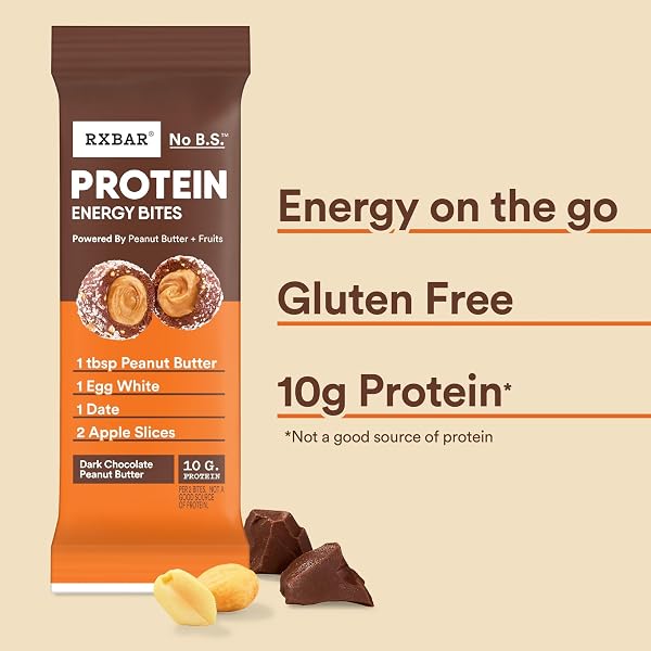 RXBAR PROTEIN ENERGY BITES, GLUTEN FREE PROTEIN BALLS, DARK CHOCOLATE PEANUT BUTTER, 21.1OZ BOX (24 BITES)