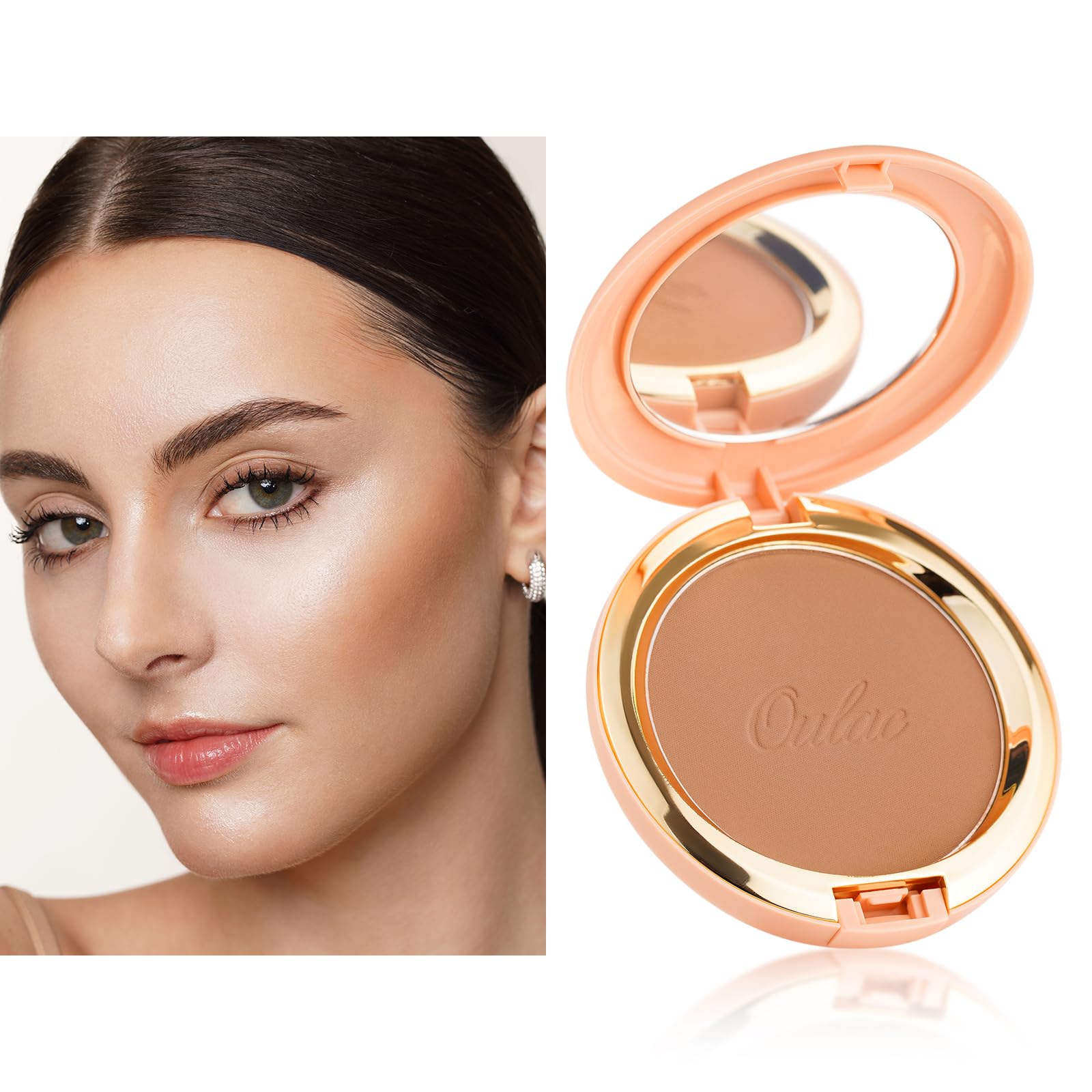 Oulac Brozner Powder Face Makeup - Bronzed Satin Finish, Highly Pigmented, Sun kissed Natrual Look, Also for Blusher, Contour Cream Bronzer, Vegan & Cruelty-Free BS02