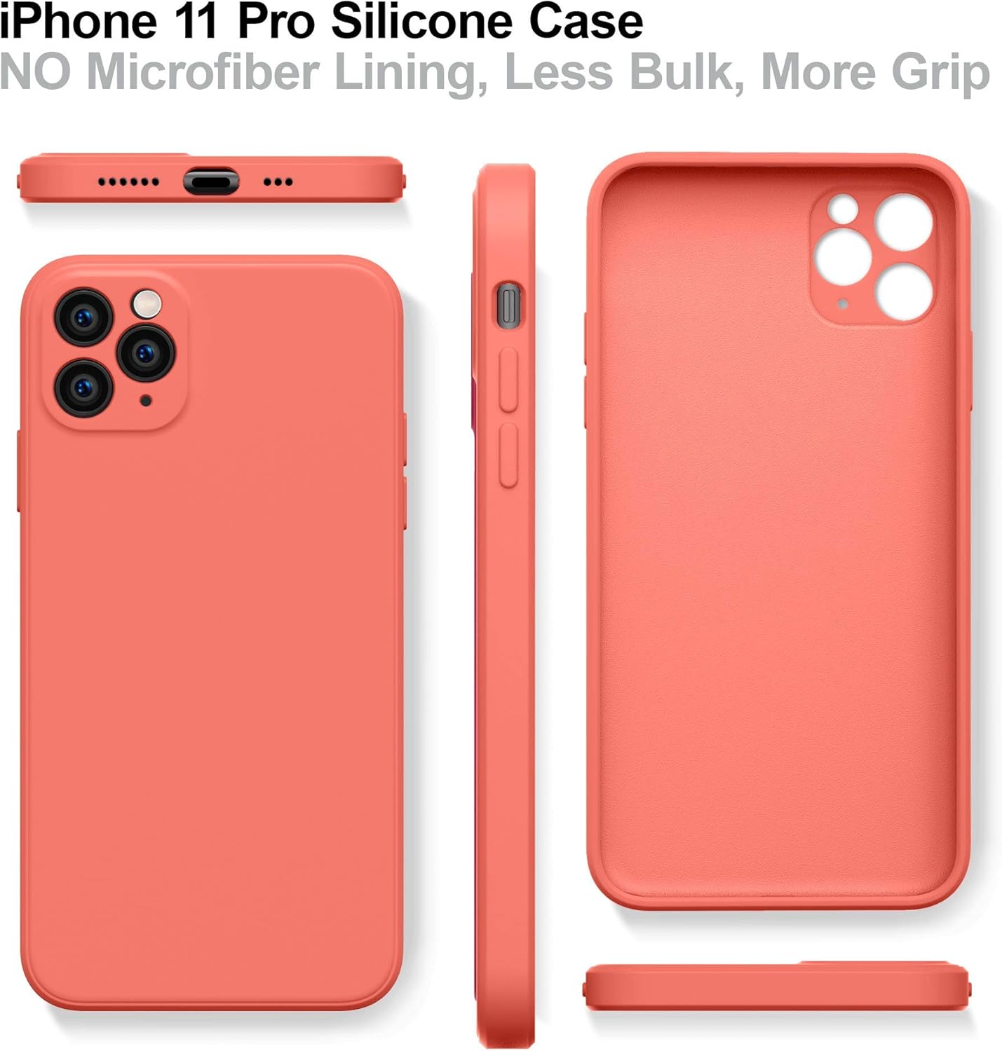 SURPHY Silicone Case for iPhone 11 Pro, Square Case Liquid Silicone Hard  Back Shockproof Case (Individual Protection for Each Len) for iPhone 11 Pro  5.8, Pink Citrus - BigaMart