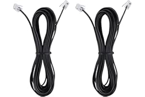 LanSenSu 15-Feet Phone Telephone Extension Cord Cable Line Wire with Standard RJ11 6P4C Plugs for Landline Telephone,(Black15-ft, 2Pack)