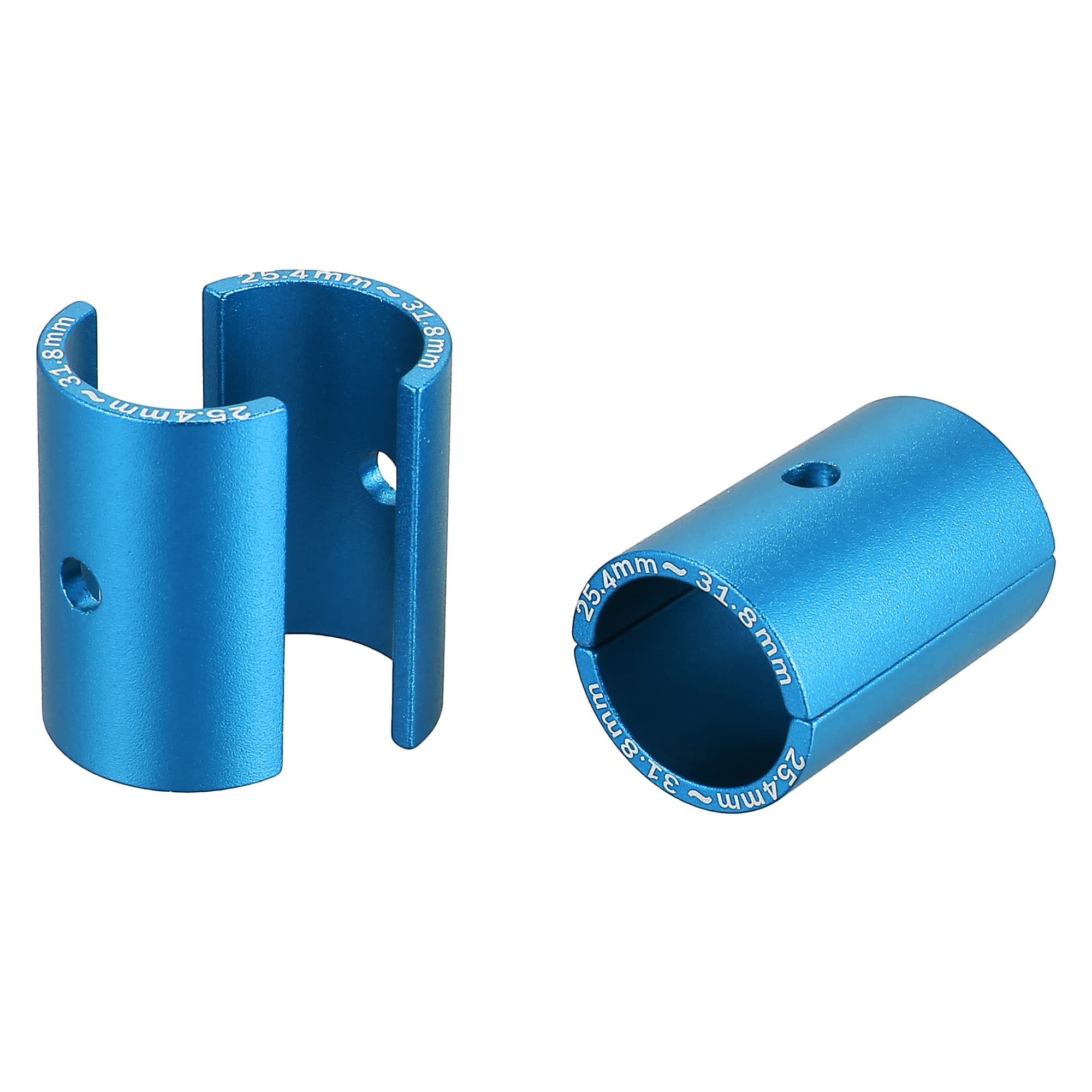 Photo 1 of X AUTOHAUX 2 Pair Bike Handlebar Shim 25.4 to 31.8mm Shim Bicycle Handlebar Stem Shim Adapter Size Reducer Sleeve Spacers Clamp Fixed Gear for MTB Road Cycling Aluminum Alloy Blue
