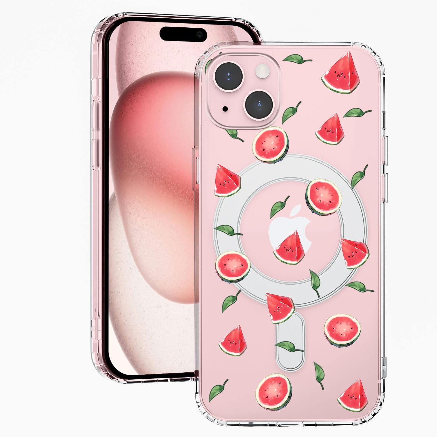 MAYCARI Magnetic Case for iPhone 11, Cute Kawaii Watermelon Clear Soft Slim Fit Shockproof Protective Case Compatible with MagSafe for iPhone 11