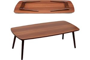 Houseables Floor Table, Low Japanese Folding Coffee Tables, Short, Wood, Walnut, 50.8 cm x 101.6 cm, Long, Tatami, Chabudai, 