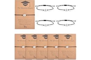 YELUWA 10 Pcs Graduation Gifts for Her/Him, 2025 University Master Doctor High School Graduation Bracelets Adjustable Give You Direction Compass Bracelet for Classmates College Friend Son Daughter