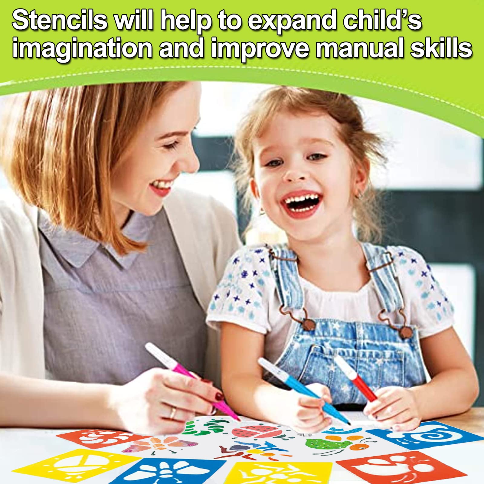 LanMa Drawing Stencils for Kids, 48 Pieces Plastic Drawing Painting Stencil Templates for Kids Crafts School Art Projects