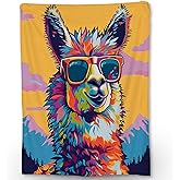 Ti Caldi Cute Cartoon Llama Blanket, Soft Flannel Animal Colorful Throw Blanket for Couch, Bed, Travel & Home Decor, Cozy Lightweight Warm Fluffy Fuzzy Blankets for Adults Kids 60×50 in