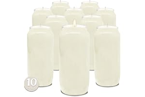 Hyoola 7 Day White Prayer Candles, 10 Pack - 6" Tall Pillar Candles for Religious, Memorial, Party Decor, Vigil and Emergency Use - Vegetable Oil Wax in Plastic Jar Container