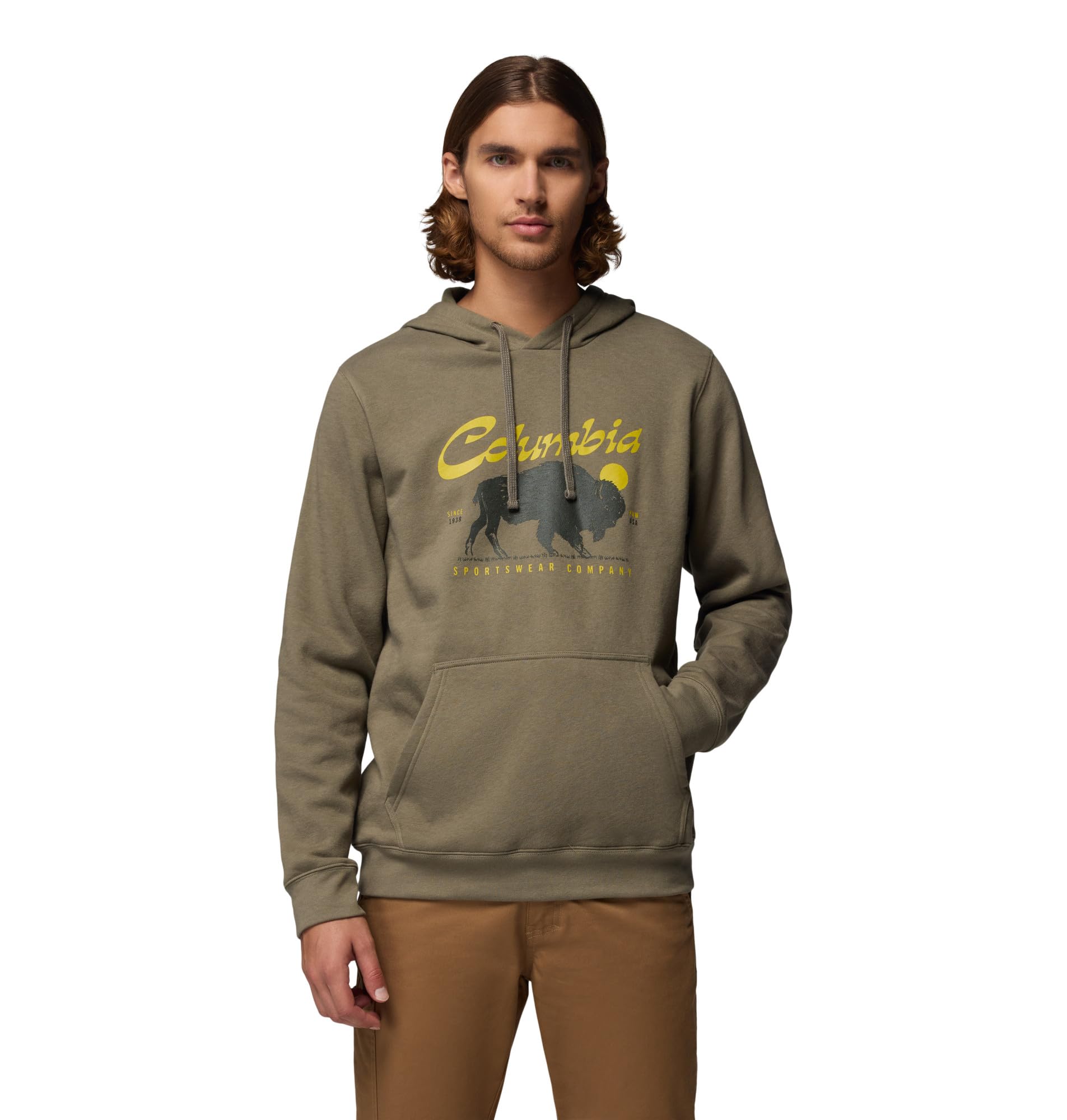 Columbia Men's Trek Graphic Hoodie, Stone Green/Retro Roamer, 5X Tall Image