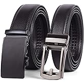 WERFORU Set of 2 Leather Ratchet Dress Belt for Men with Automatic Buckle