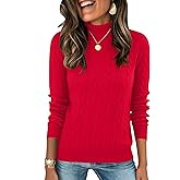 LOMON Women's Casual Turtleneck Sweaters Cable Knit Fall Long Sleeve Slim Fit Pullover Tops