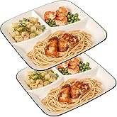 AIYoo 10inch Ceramic Divided Plates Set of 2,3 Compartment Portion Control Plate,Reusable Bariatric Plate for Adults,White Dinner Plates for Balanced Meal,Rectangular Porcelain Serving plates