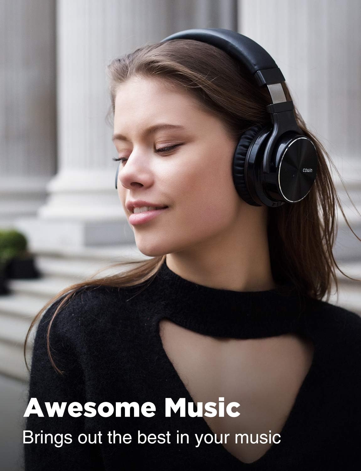 COWIN E7 PRO [Upgraded] Active Noise Cancelling Headphones Bluetooth Headphones with Microphone/Deep Bass Wireless Headphones Over Ear 30 Hours Playtime for Travel/Work/Cellphone, Black: Electronics
