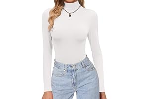 Ekouaer Women's Turtleneck Shirts Long Sleeve Soft Lightweight Fitted Mock Thermal Base Layer Tops