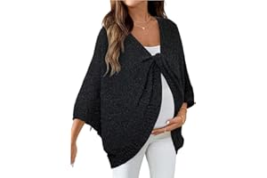 Milumia Women's Maternity Twist Front Sweater V Neck Long Sleeve Loose Pullover Top Knitwear