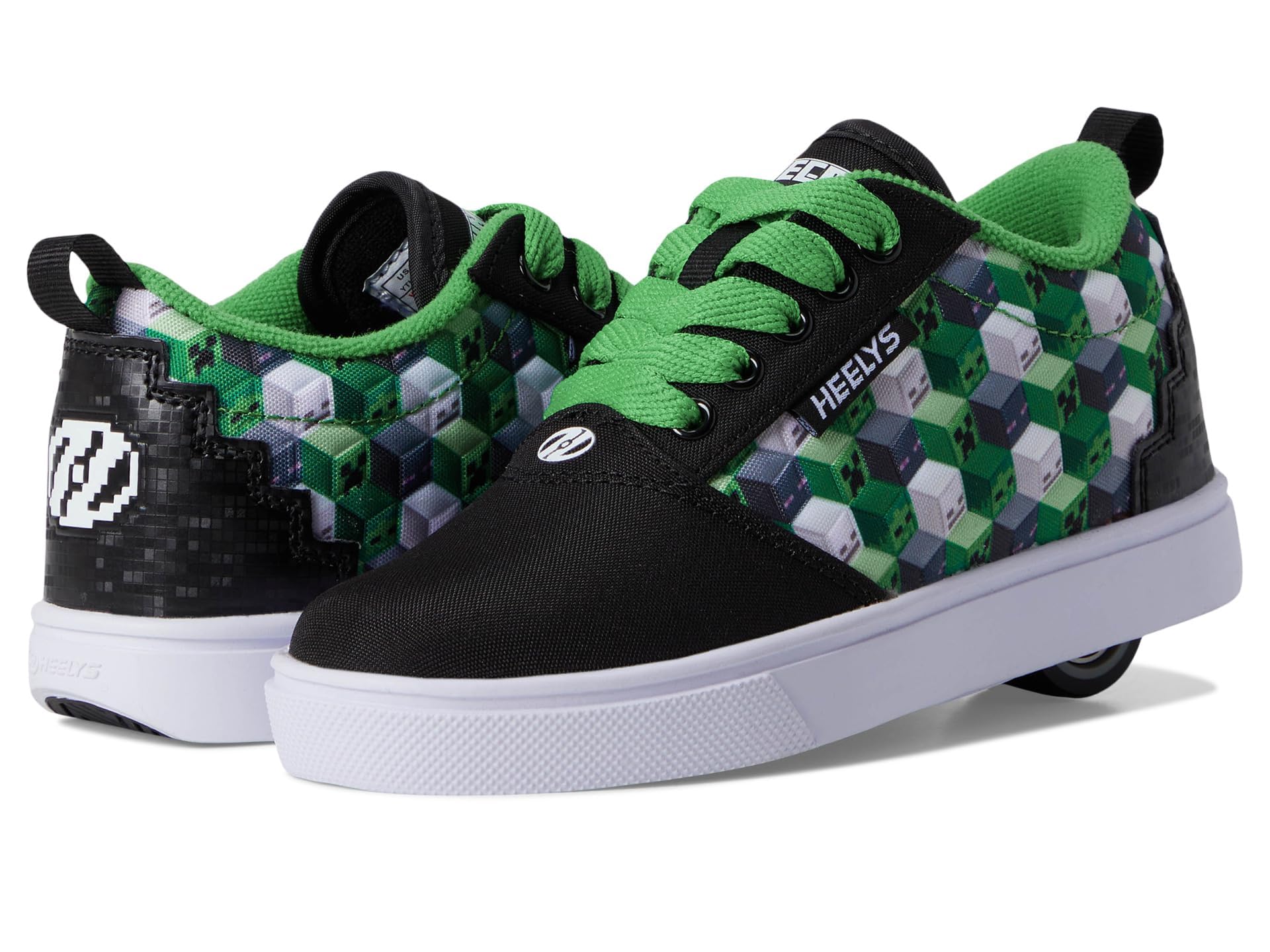 Photo 1 of ** DIRTY / VERY USED** Heelys Minecraft Pro 20 (Little Big Kid/Adult) Wheeled Heel Shoe, Black/Green/White, 6 US Unisex