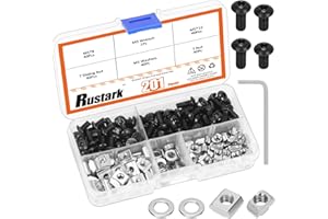 Rustark 201Pcs 2 Sizes Black M5 T-Nuts Screws Assortment Kit Hammer Head T-Slot Nut T Nut and Screw Kits T Nuts Screws T Slot