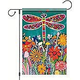 Starlit Patio Spring Summer Flower Garden Flag 12x18 Double Sided Dragonfly Butterfly Floral Flower Yard Flags Seasonal Outside Front Porch Decor Spring Outdoor Home Decoration Banner