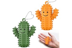 LZC LADYS GIFT 2 PCS Little Ouchies Pain Fidget, Silicone Pain Stim Fidget Toys Adults, Cute Cactus Shape Spiky Grippie Stim Keychain, Portable Pain Stim Tool for Anxiety Autism Sensory Toys Stress Relief