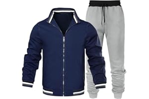 Mens Sweatsuit 2 Piece Sports Sets Full Zipper Jacket and Sweatpants Gym Workout Athletic Tracksuit Jogging Outfits
