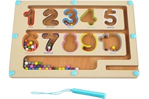 ABIGIO Magnetic Color and Number Maze, Valentines Day Gifts for Kids, Wooden Montessori Toys for Boys Girls 3 4 5 Year Old, Preschool Learning Counting Education, Magnet Puzzle Board