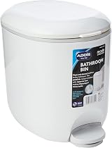 Addis Premium Deluxe Bathroom Pedal Bin 3.5L White Grey with Inner