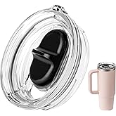 Prurex Leak Proof Lid for Stanley Quencher H2.0&1.0 FlowState 40 oz,Replacement Threaded Cover with Straw-Friendly for Stanley 40 oz Tumbler, Transparent & BPA-Free (1 pack)