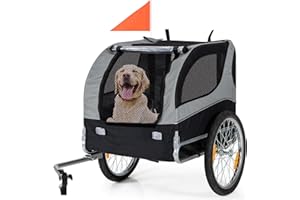 Dog Bike Trailer - HAPPAWS Dog Trailer for Bicycle, Cargo Cycle Trailers Wagon Cart Pet Bike Carrier w/ 3 Doors, Aluminum Wheels, Safety Flag, Easy to Connect&Disconnect, Collapsible to Store