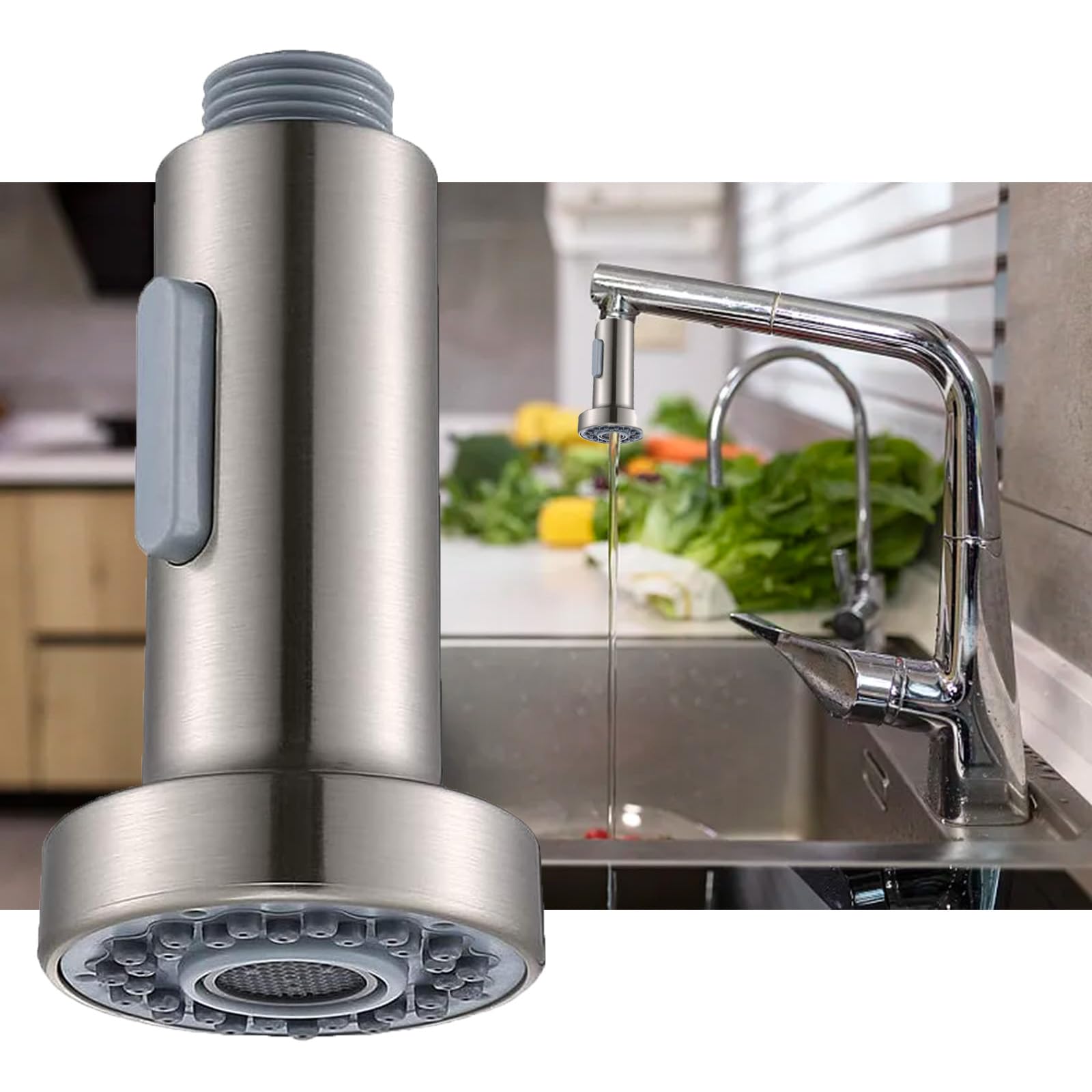 SUpoetry Shower Head Tap, Two Water Output Modes, Universal G 1/2 Inch, Brushed ABS, Faucet Water Aerator