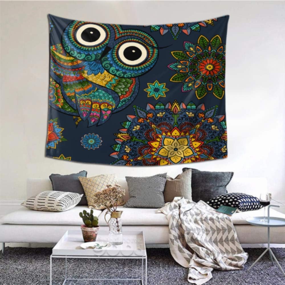Hanging Wall Decor Outdoor Ethnic Style Dark Blue Ornamental Owl Wall Decorations For Bedroom 60x51 Inches 152x130cm Wall Hanging Art Home Decor Polyester For Living Room Bedroom Dorm Amazon Co Uk Kitchen Home