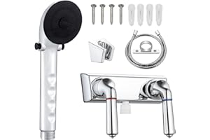 LAVISHSTREAM RV Shower Faucet with Handheld Showerhead & Hose, 4" ABS Shower Set, Leak & Rust Resistant for RV Camper Motorhome Travel Trailer (Chrome, Indoor/Outdoor Use)