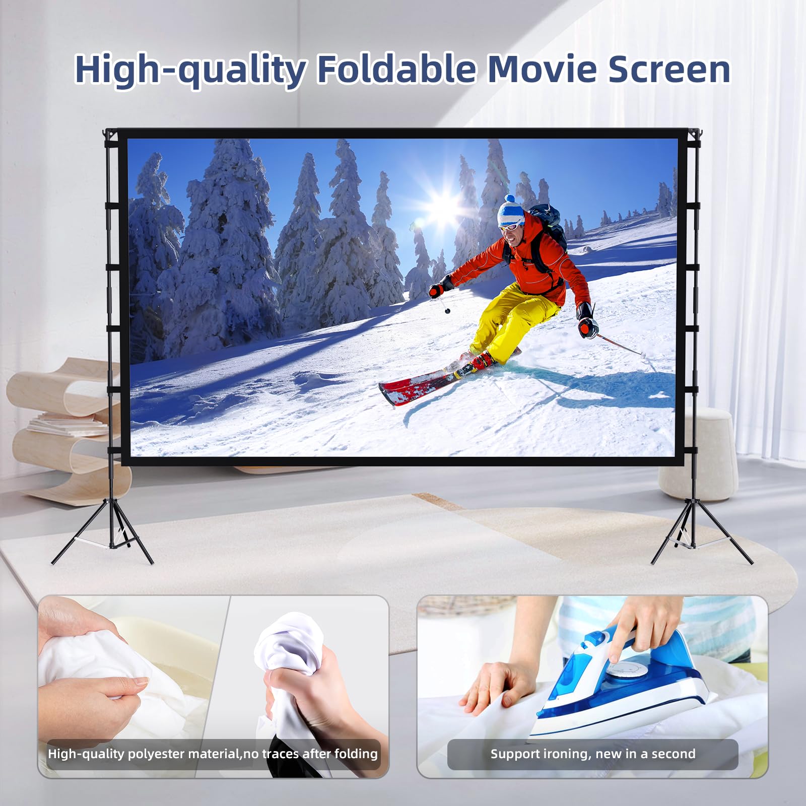 Projector Screen Outdoor, Vamvo Projector Screen with Stand Portable 120