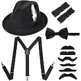 Ultrafun 1920s Mens Costume Retro Gatsby Gangster Accessories Set Fedora Hat Suspender Roaring 20s Costumes