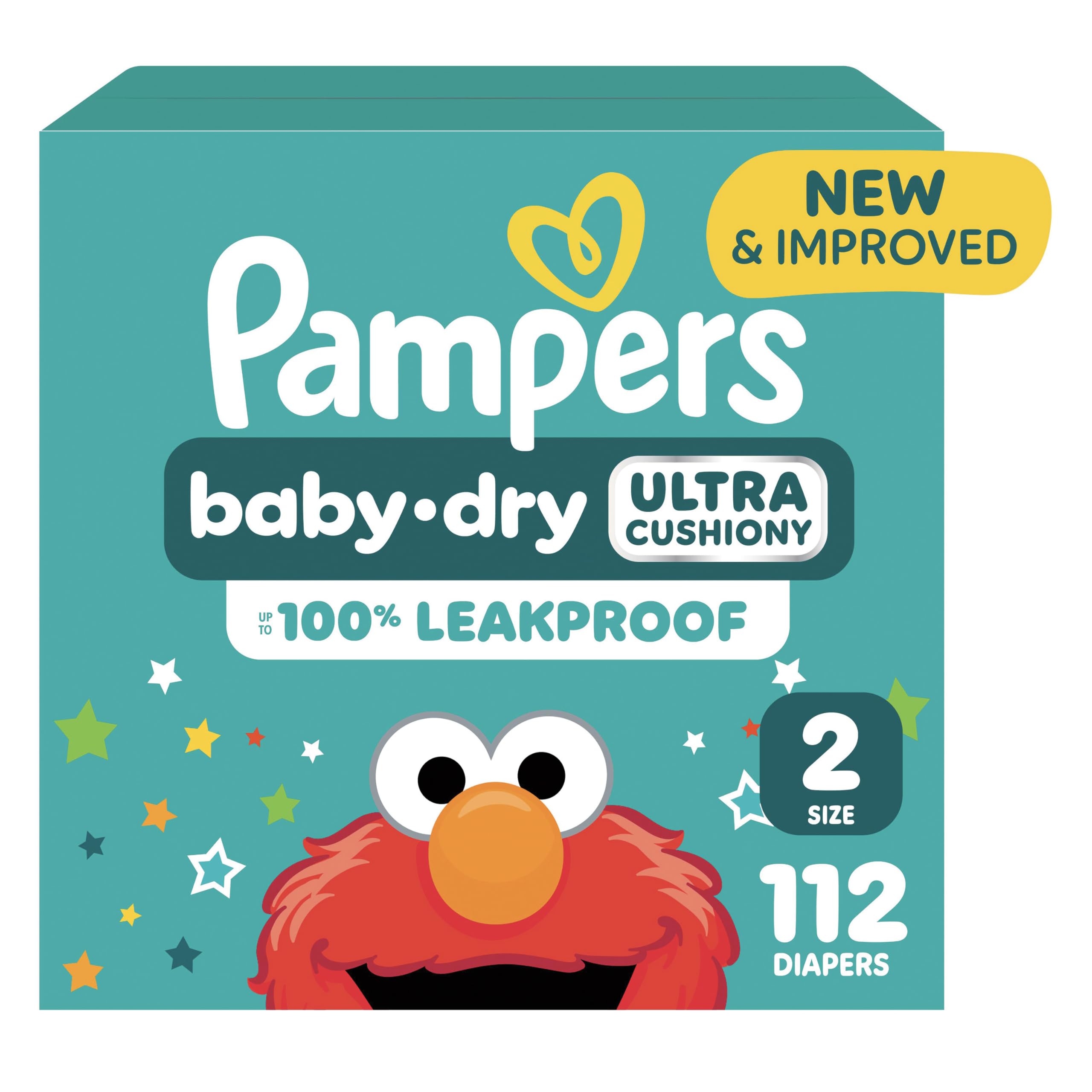 Pampers Diapers - Baby Dry - Size 2, 112 Count, Absorbent Disposable Infant Diaper (Packaging May Vary)