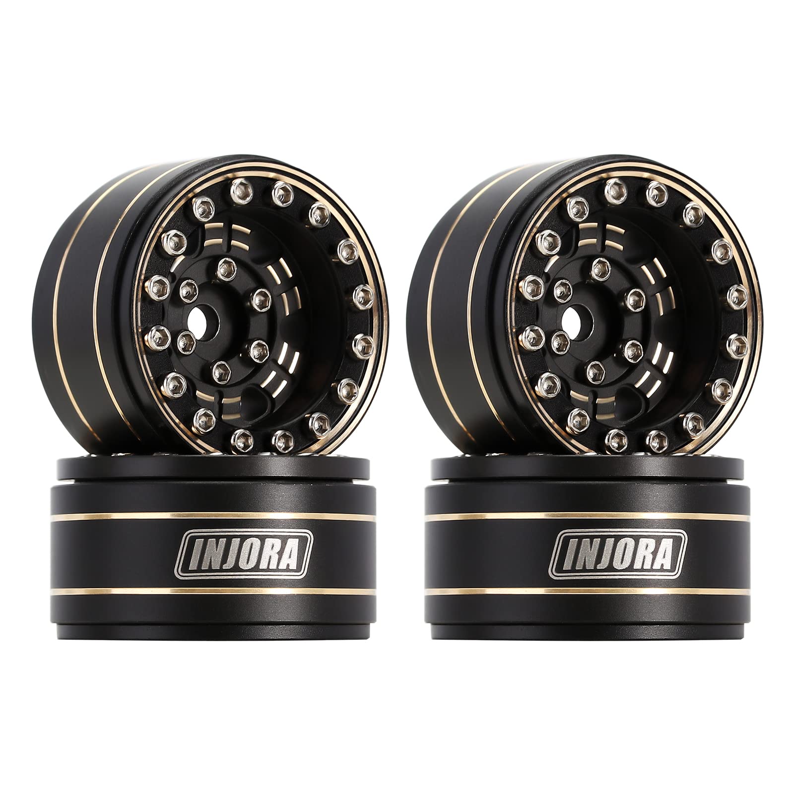 Photo 1 of INJORA Brass 1.0 Beadlock Wheel- Negative Offset 3.15mm Wheels for 1/18 TRX4M SCX24 Gladiator Bronco C10 JLU Deadbolt Axial 1/24 Crawler,W1005
