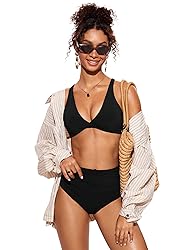 CRZ YOGA Womens V Neck Bikini Tops Twist Front