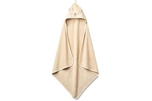 Huxie Baby Hooded Towel – Organic Cotton Baby Bath Towels – Baby Towels, Baby Bath Towels for Baby Boy, Baby Girl, 32" x 32" Super-Soft and Absorbent Baby Towels for Newborn (Bear - Fog)