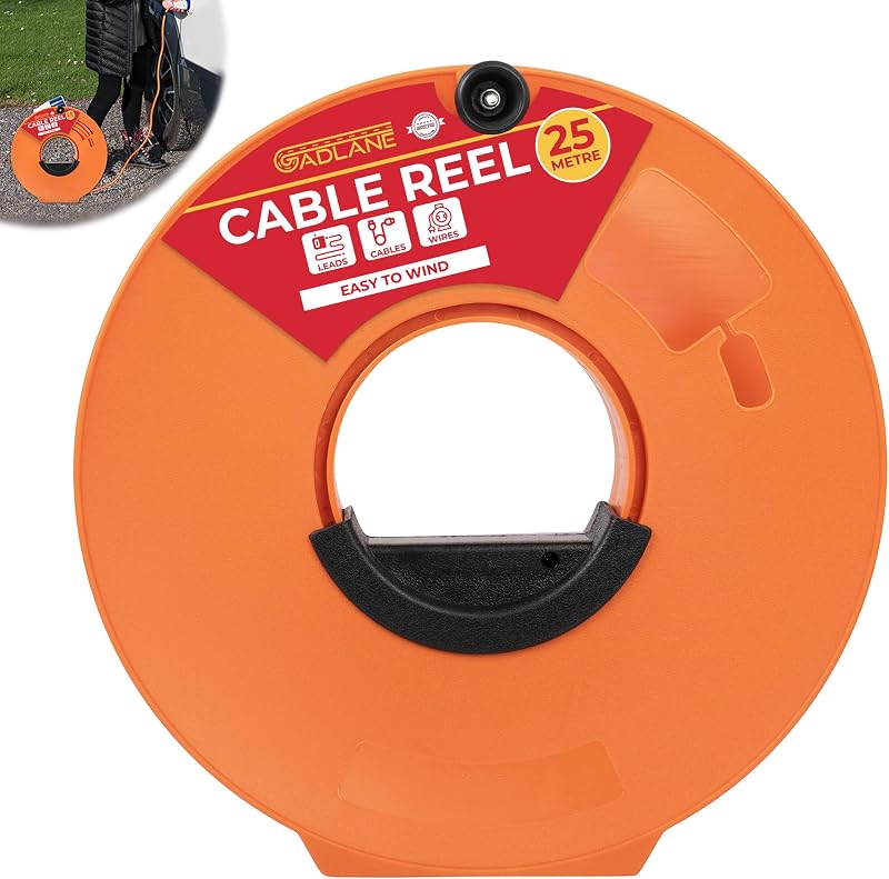 GADLANE Cable Tidy Reel 25m - Orange Cable Winder for Extension Leads