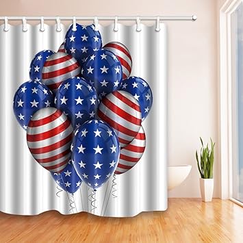 Mildew Proof Shower Liner America Flag Pattern Balloon Ptinted