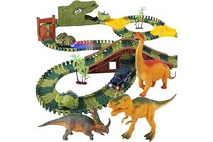 Dinosaur Race Car Flexible Track Toy Set 218pcs for Kid - Create a Dino World Race Road, Christmas Holiday Toy List, Best Birthday Gift for 3 4 5 6 7 Year Old Boy from BIRANCO.