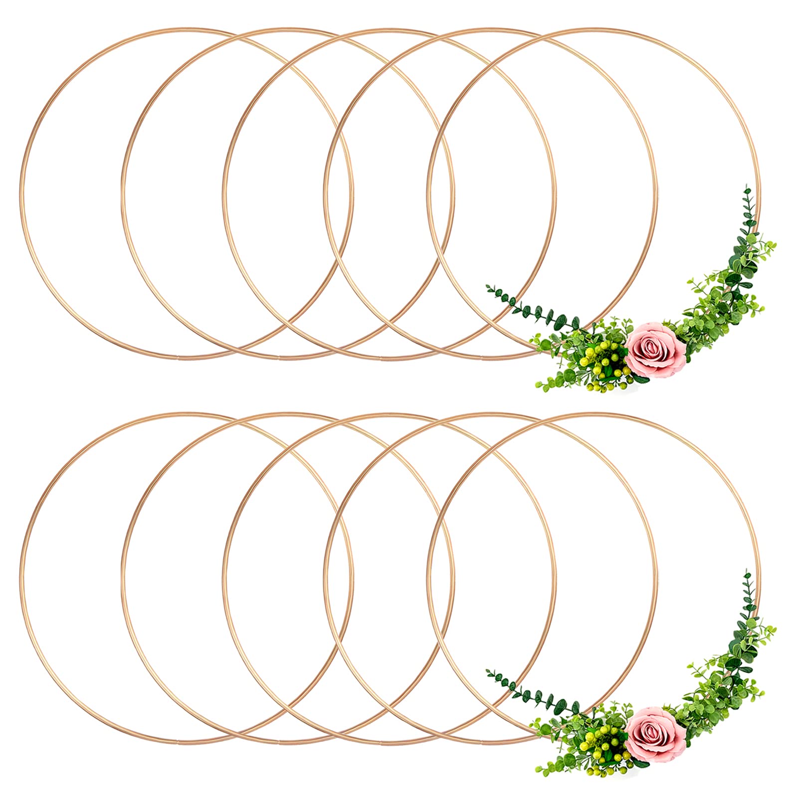 Anvin 10 Pack Metal Craft Rings 10 cm Hoops Steel Macrame Rings Round Hoops for Dream Catchers Festival Wreaths Macrame DIY Arts and Crafts Projects(Rose Gold, 10cm Diameter)