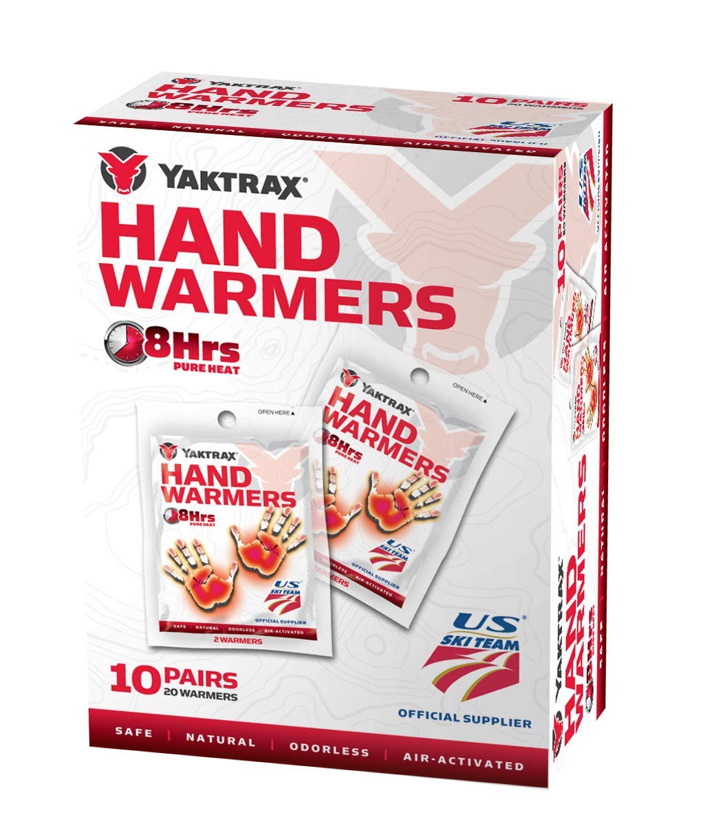 Yaktrax Disposable Hand Warmers 10 Pack, Safe, Odorless, Air-Activated Heat for Outdoor Activities, Up to 8 Hours of Warmth per Pair, Orange