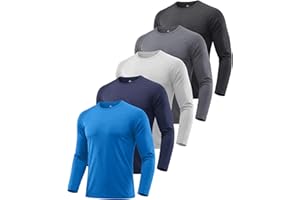 ZITY Long Sleeve T Shirts for Men 5 Pack UPF 50+ Sun Protection Tee Shirt Moisture Wicking Sports Gym Top for Workout Running