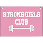 Strong Girls Club Pink Gym Motivational Wall Art Banner College Dorm Posters Gifts for Girls Women Gym Flag Decor for Home Gym Bedroom Workout Room 30x20 Inchs