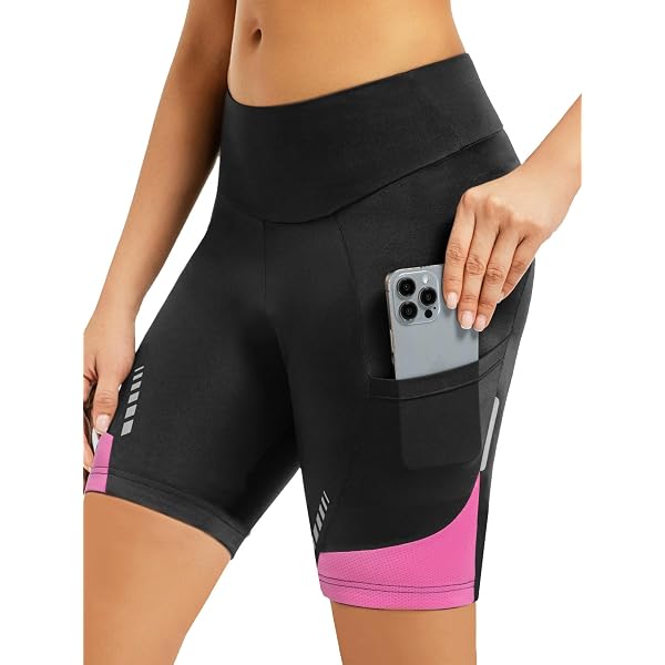 BERGRISAR Women's 4D Padded Bike Shorts With 3 Pockets - High Waist, Quick-Dry, No-Slip Legs
